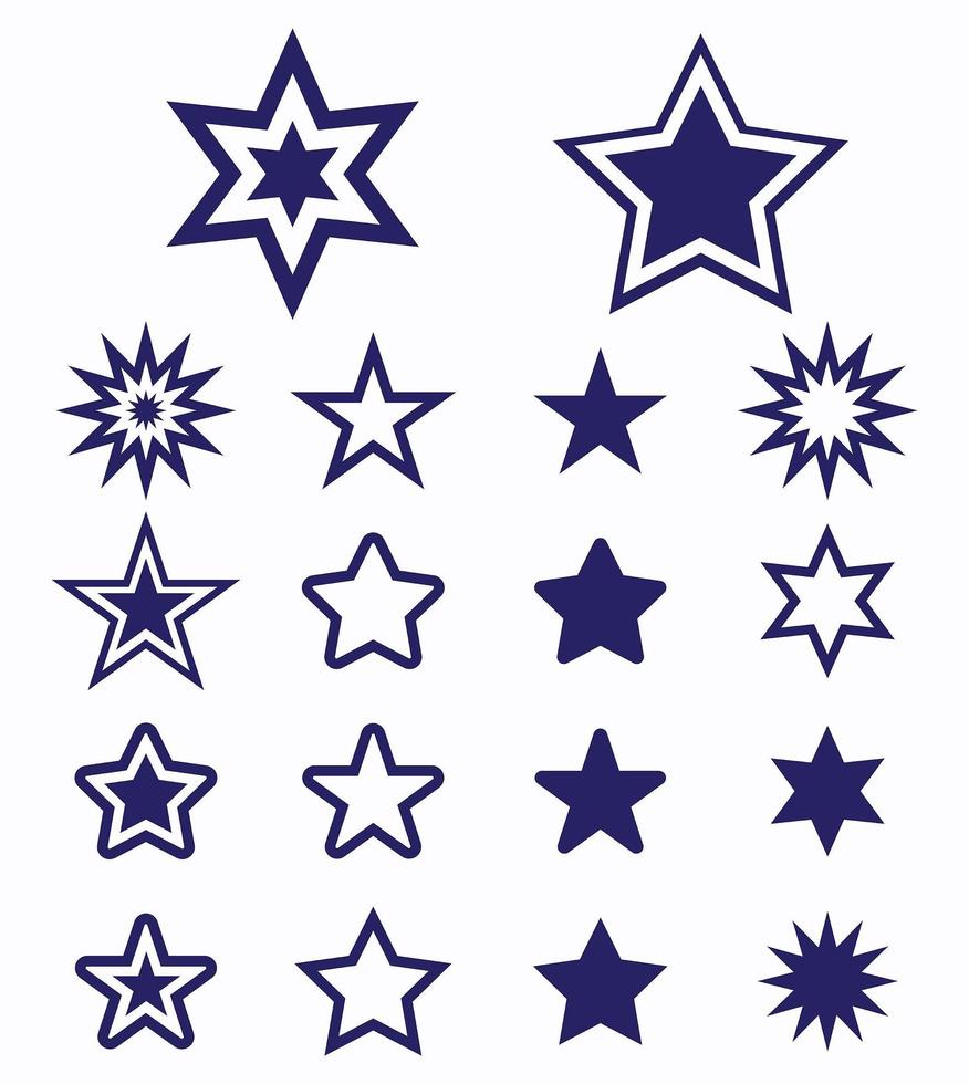 blauer Stern Icon Set vektor