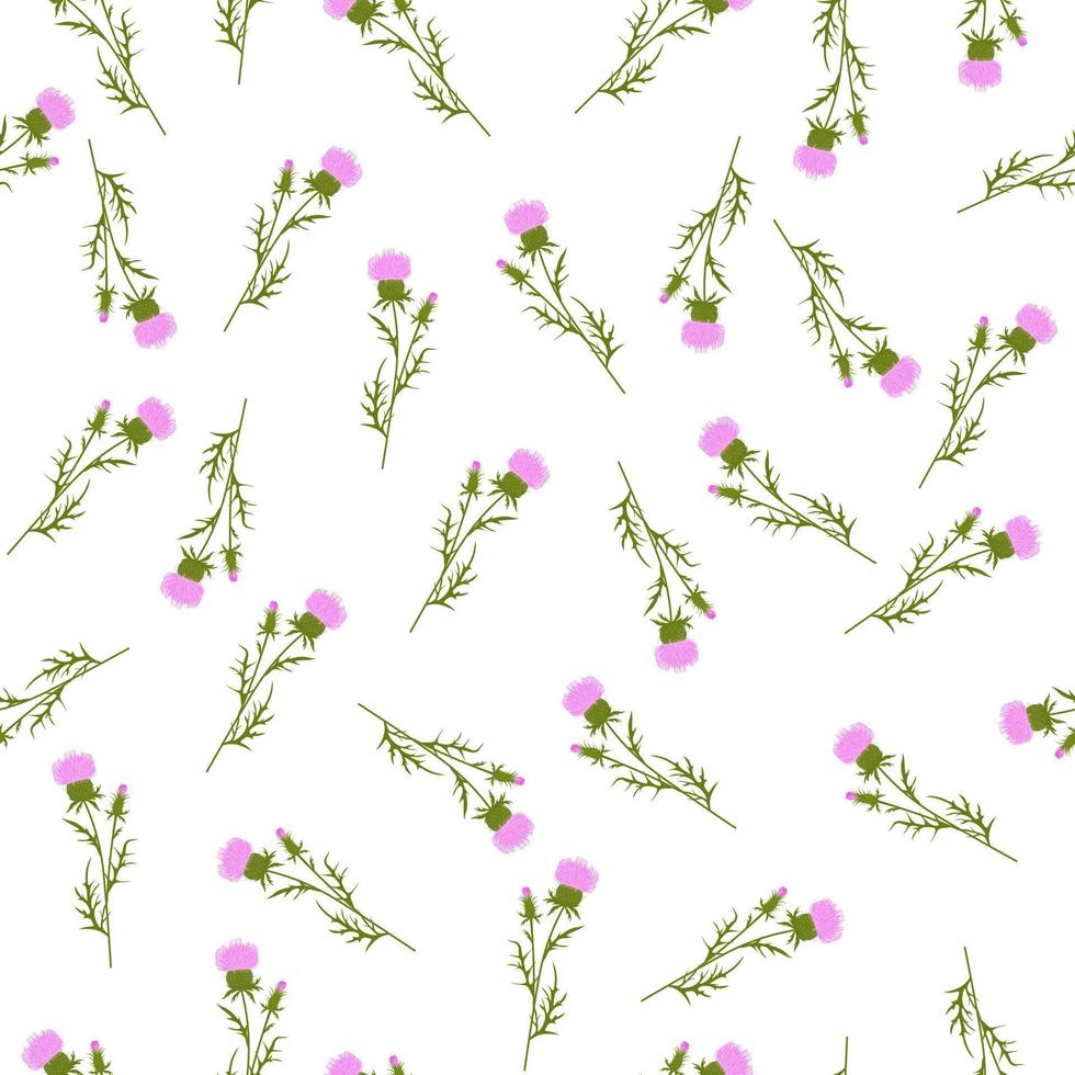 vår vilda blommor. ändlös sömlös mönster. vektor stock illustration. tistel blomma. taggar och ogräs.