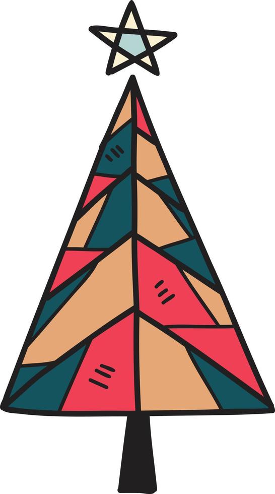 hand dragen jul träd illustration vektor