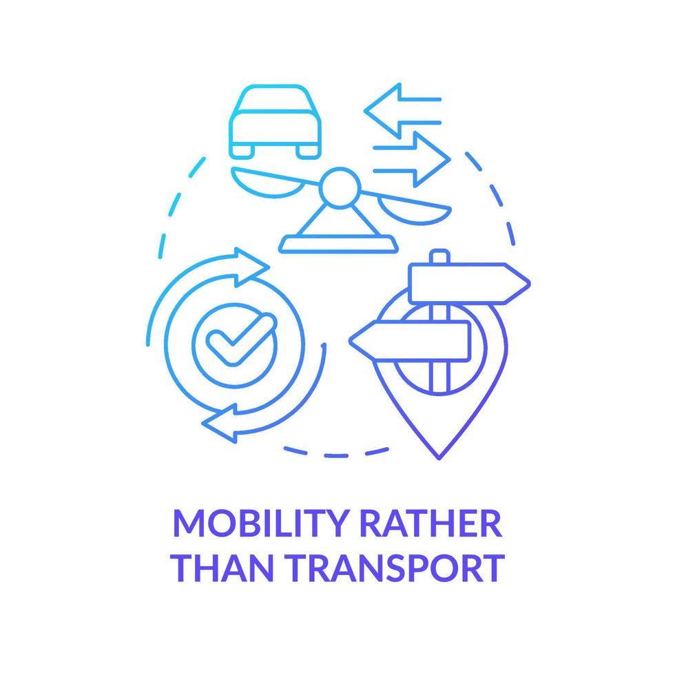 Mobilität statt Transport Symbol für blaues Gradientenkonzept. öffentliche Verkehrsmittel bevorzugen. maas konzept komponente abstrakte idee dünne linie illustration. isolierte Umrisszeichnung. vektor