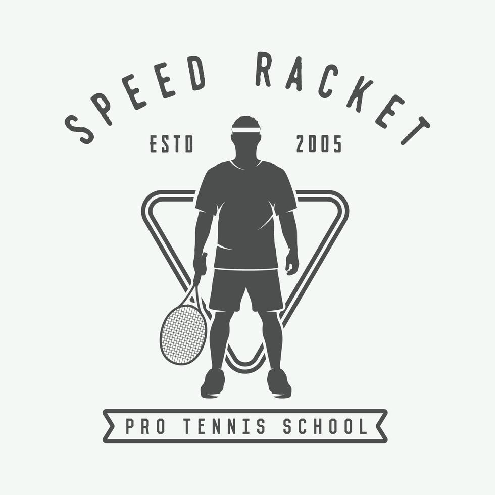 årgång tennis logotyp, bricka, emblem. vektor illustration