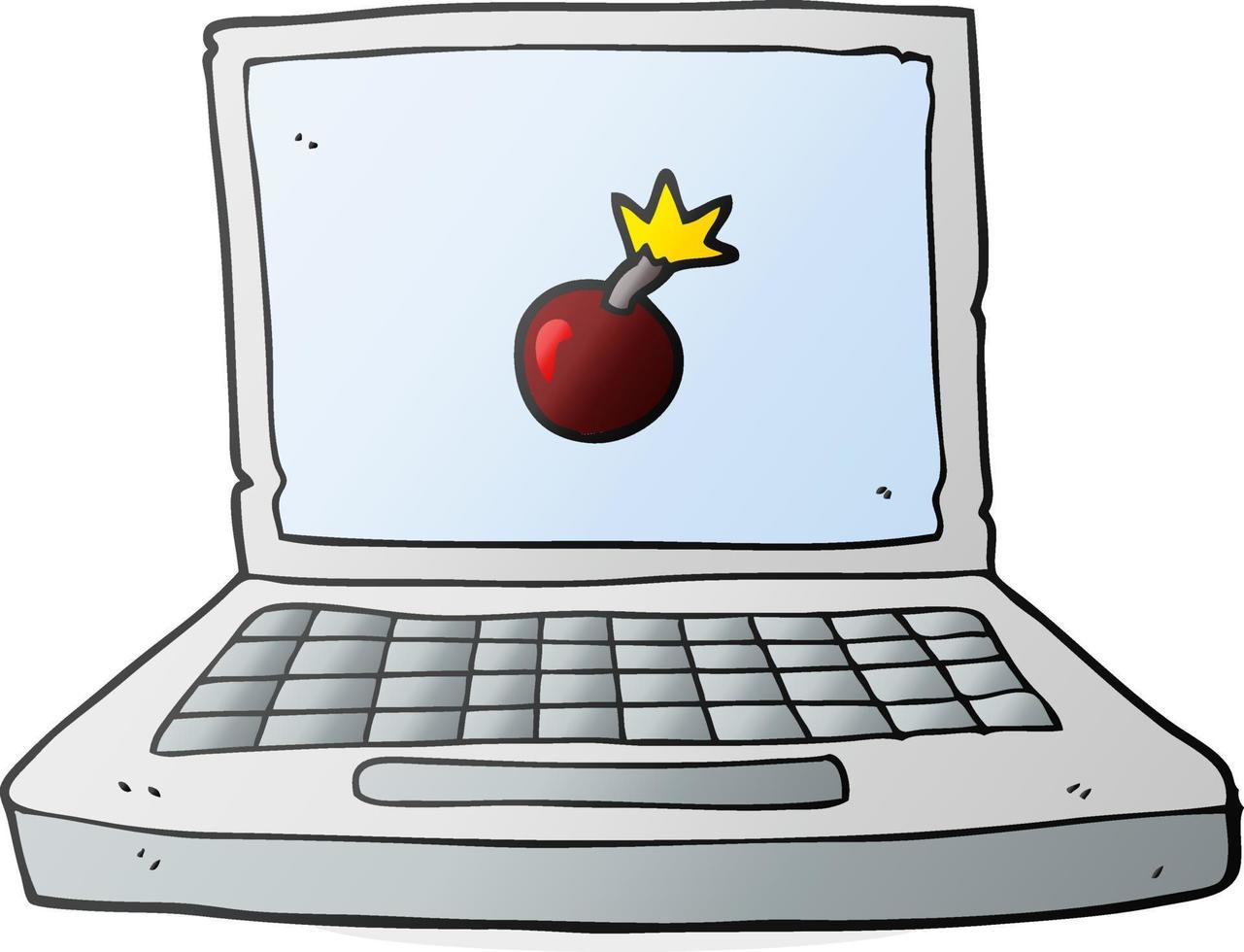 Cartoon-Laptop-Computer mit Bombensymbol vektor