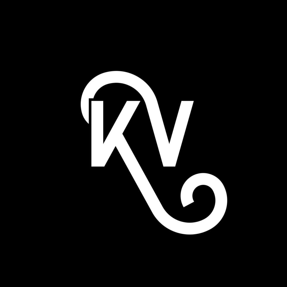 kv bokstav logotyp design på svart bakgrund. kv kreativa initialer bokstavslogotyp koncept. kv bokstavsdesign. kv vit bokstavsdesign på svart bakgrund. kv, kv logotyp vektor