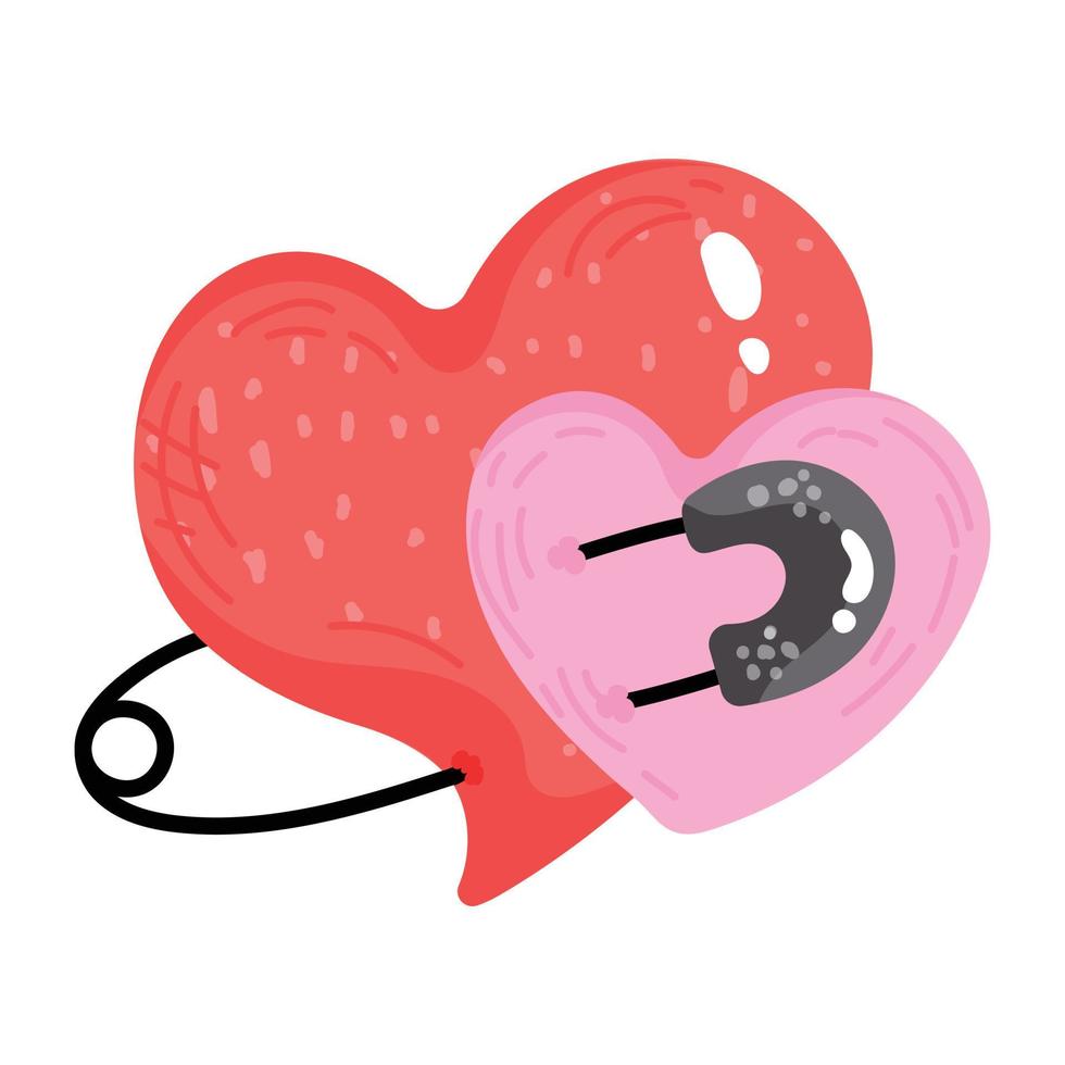 ladda ner platt klistermärke ikon av hjärta och kärlek klistermärke vektor