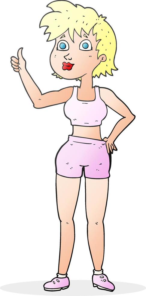 tecknad serie Lycklig Gym kvinna vektor