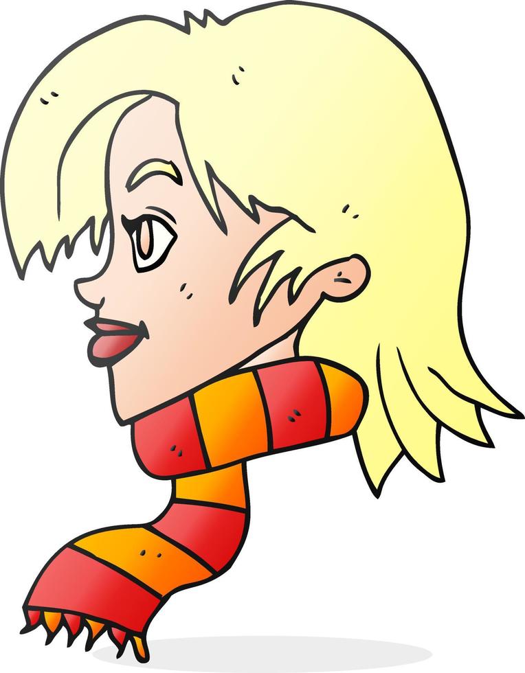 tecknad serie kvinna bär scarf vektor