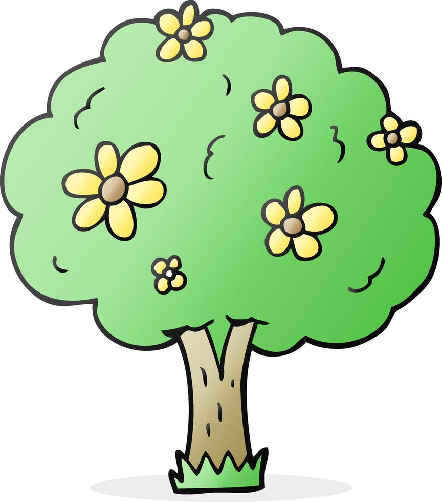 Cartoon-Baum mit Blumen vektor