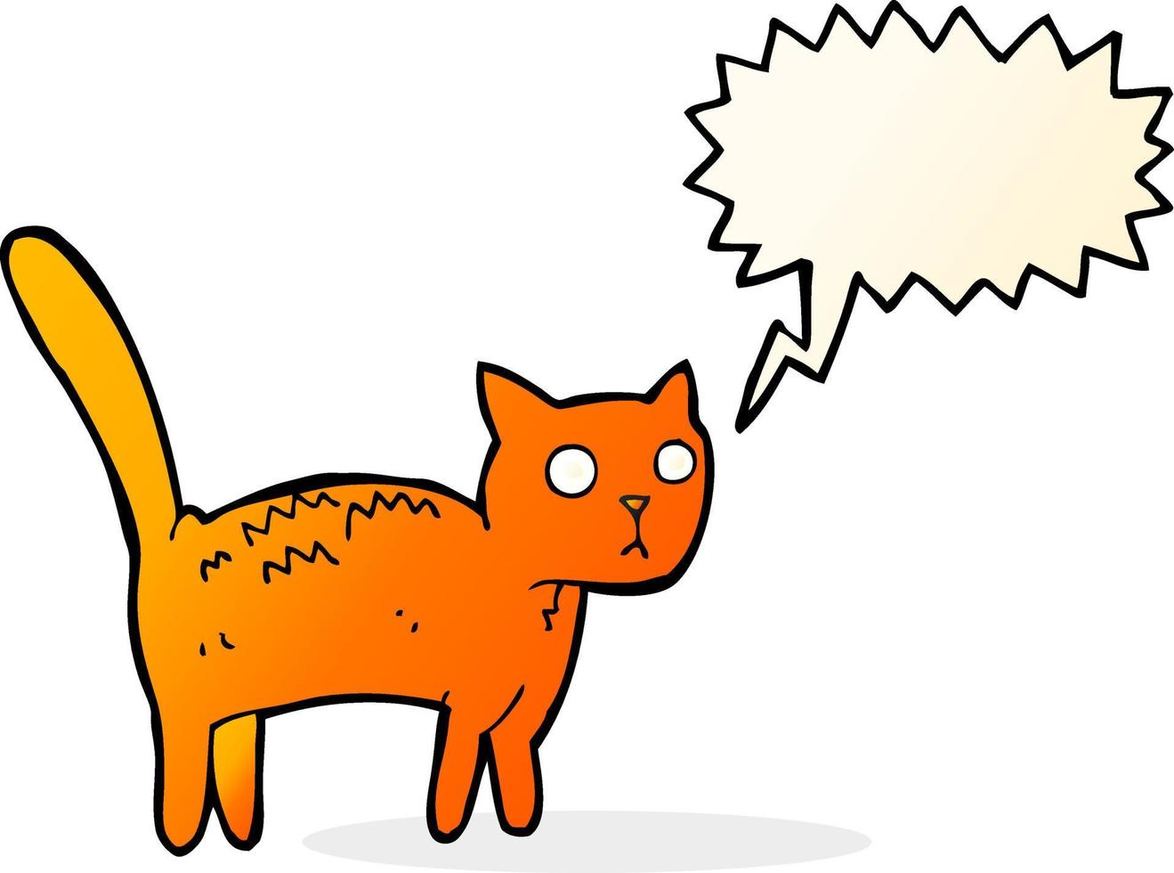 tecknad serie skrämd katt med Tal bubbla vektor