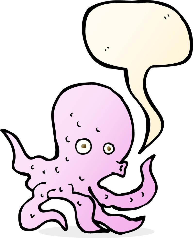 tecknad serie bläckfisk med Tal bubbla vektor