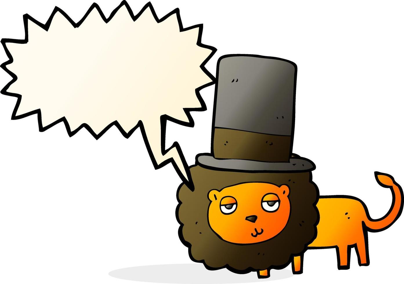 Cartoon-Löwe im Hut mit Sprechblase vektor