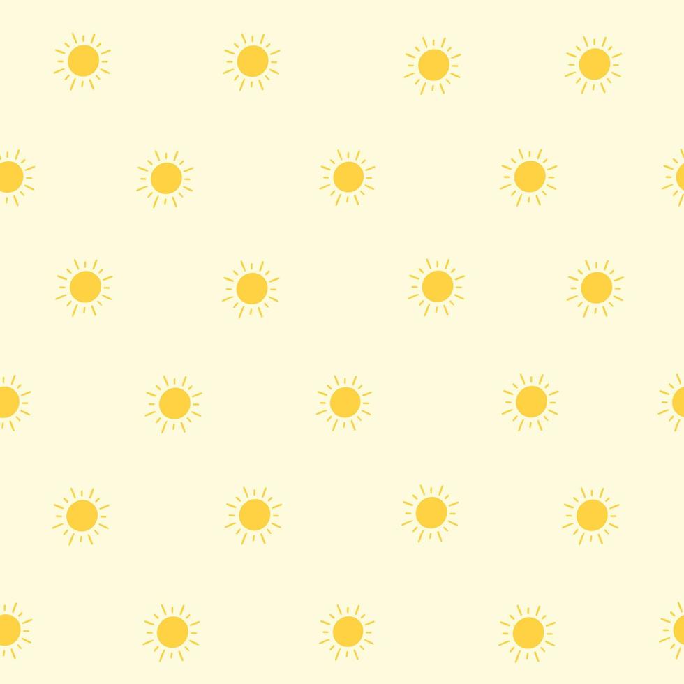sömlös vår eller sommar mönster med Sol och hjärta. söt skriva ut med symboler av natur. sömlös mönster med hand dragen gul klotter solar på vit bakgrund. vektor