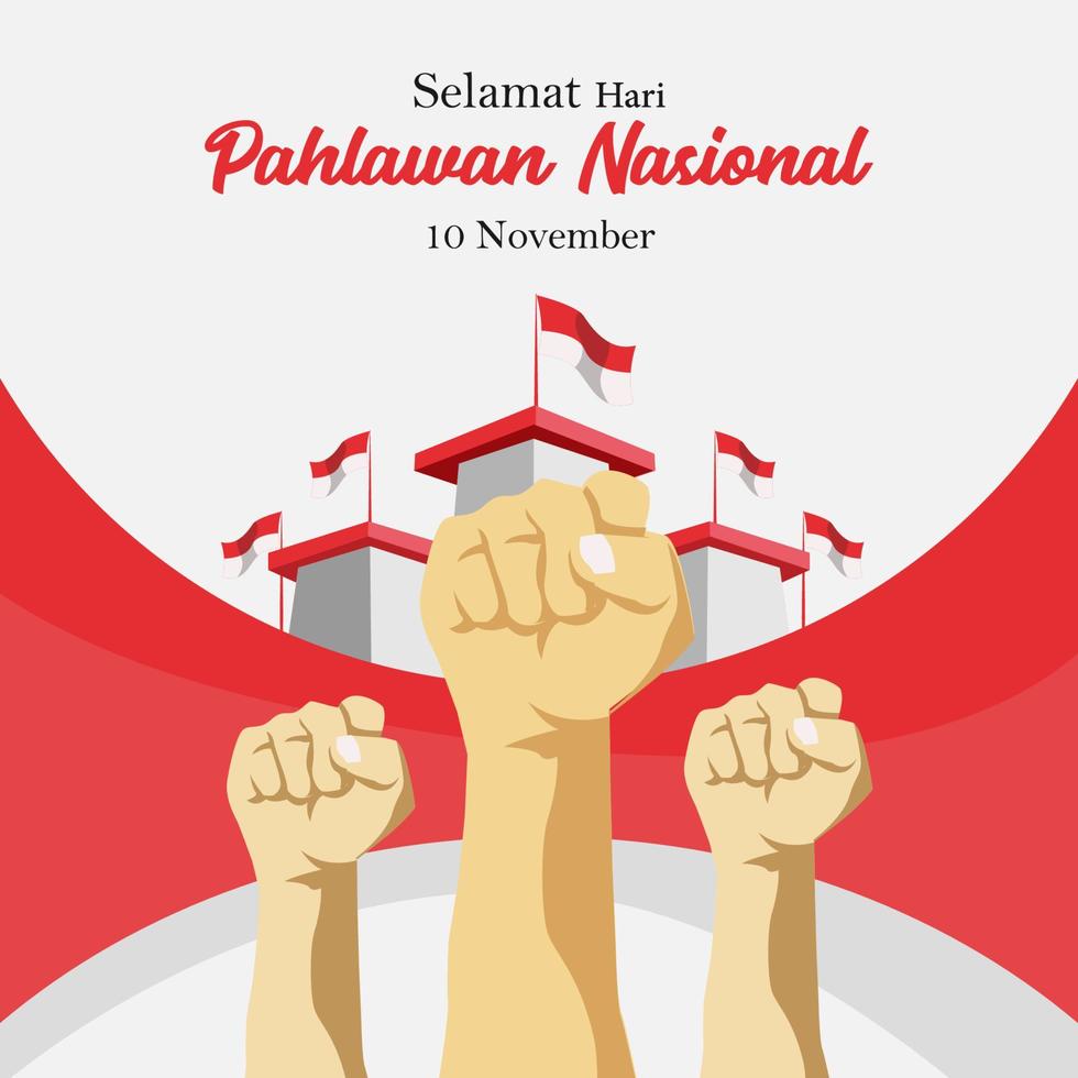 Hari Pahlawan Nasional bedeutet Nationalheldentag Indonesien Tag vektor