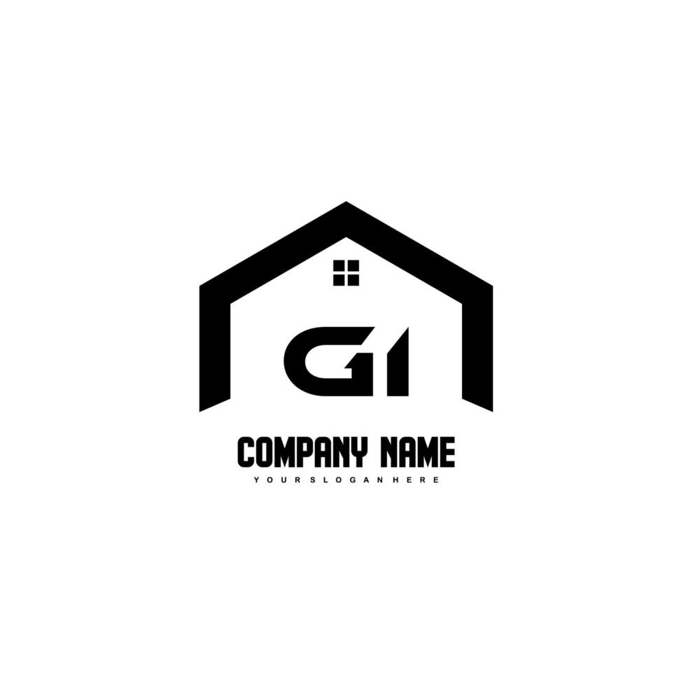 gi Anfangsbuchstaben Logo Design Vektor für Bau, Haus, Immobilien, Gebäude, Eigentum.