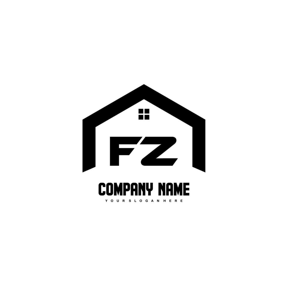 fz Anfangsbuchstaben Logo Design Vektor für Bau, Haus, Immobilien, Gebäude, Eigentum.