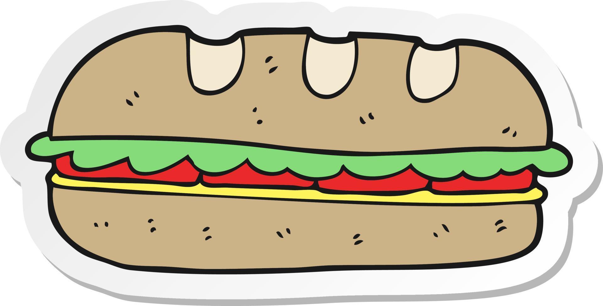 Aufkleber eines riesigen Cartoon-Sandwiches vektor