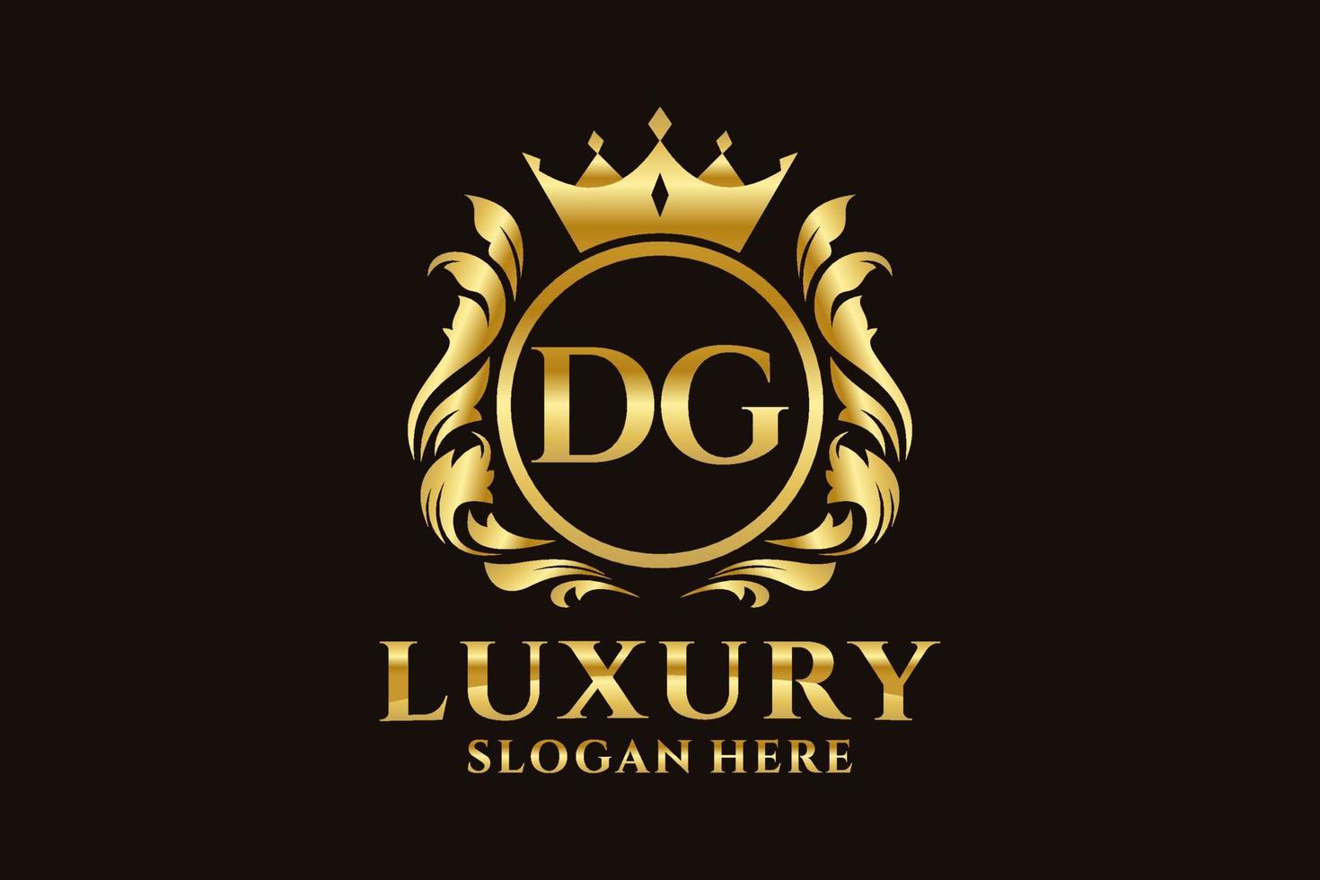 Royal Luxury Logo-Vorlage mit anfänglichem dg-Buchstaben in Vektorgrafiken für luxuriöse Branding-Projekte und andere Vektorillustrationen. vektor
