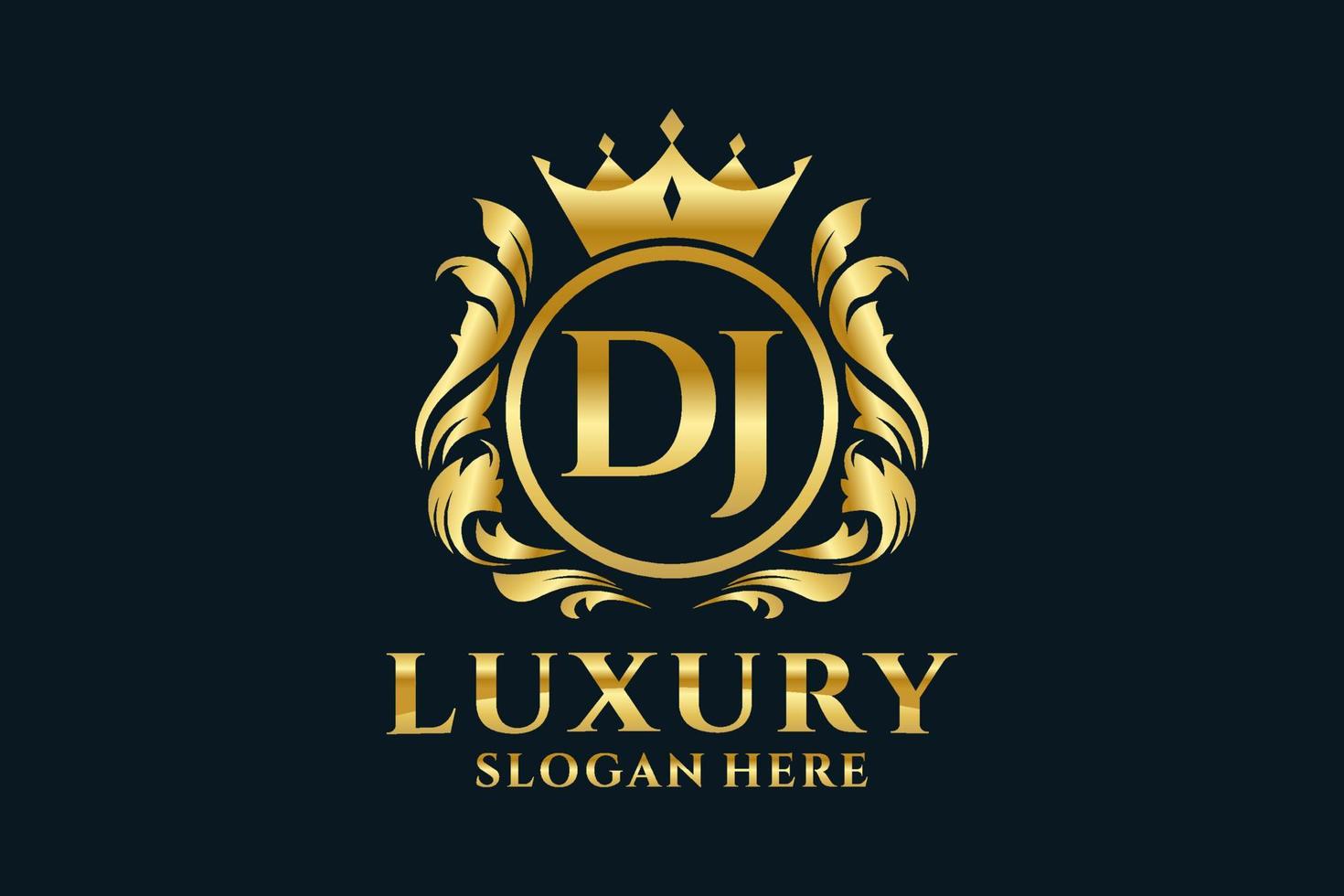 Anfangs-DJ-Buchstabe Royal Luxury Logo-Vorlage in Vektorgrafiken für luxuriöse Branding-Projekte und andere Vektorillustrationen. vektor