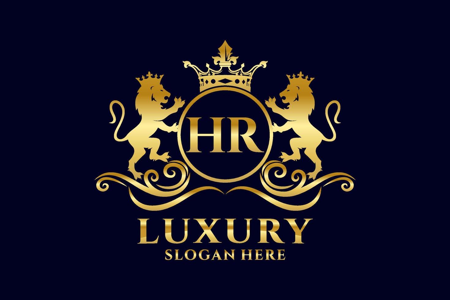 Anfangsbuchstabe hr lion royal Luxus-Logo-Vorlage in Vektorgrafiken für luxuriöse Branding-Projekte und andere Vektorillustrationen. vektor