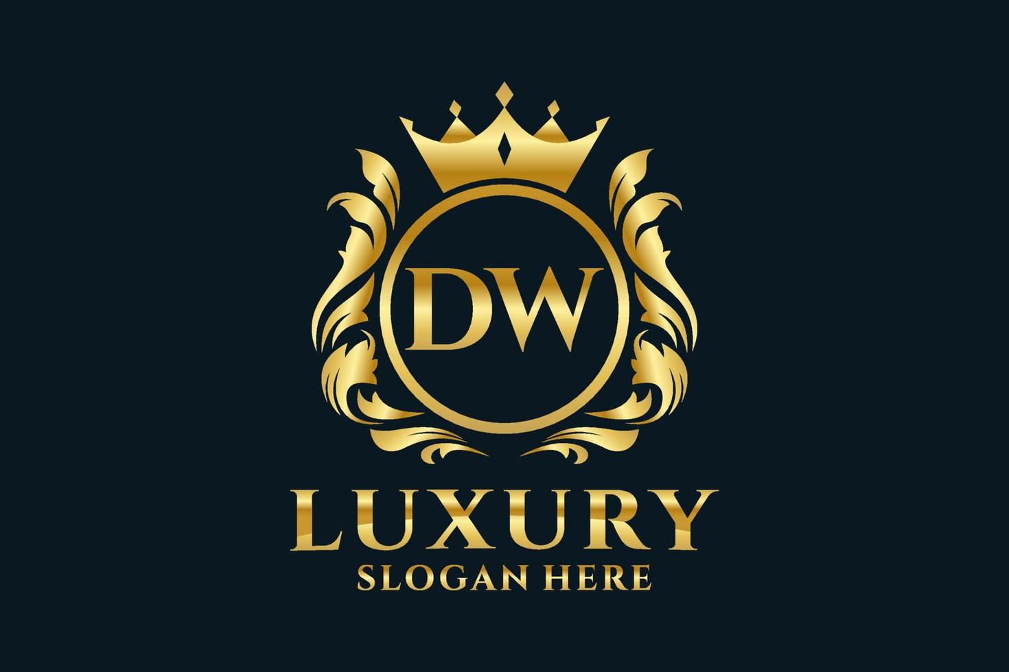 Royal Luxury Logo-Vorlage mit anfänglichem dw-Buchstaben in Vektorgrafiken für luxuriöse Branding-Projekte und andere Vektorillustrationen. vektor