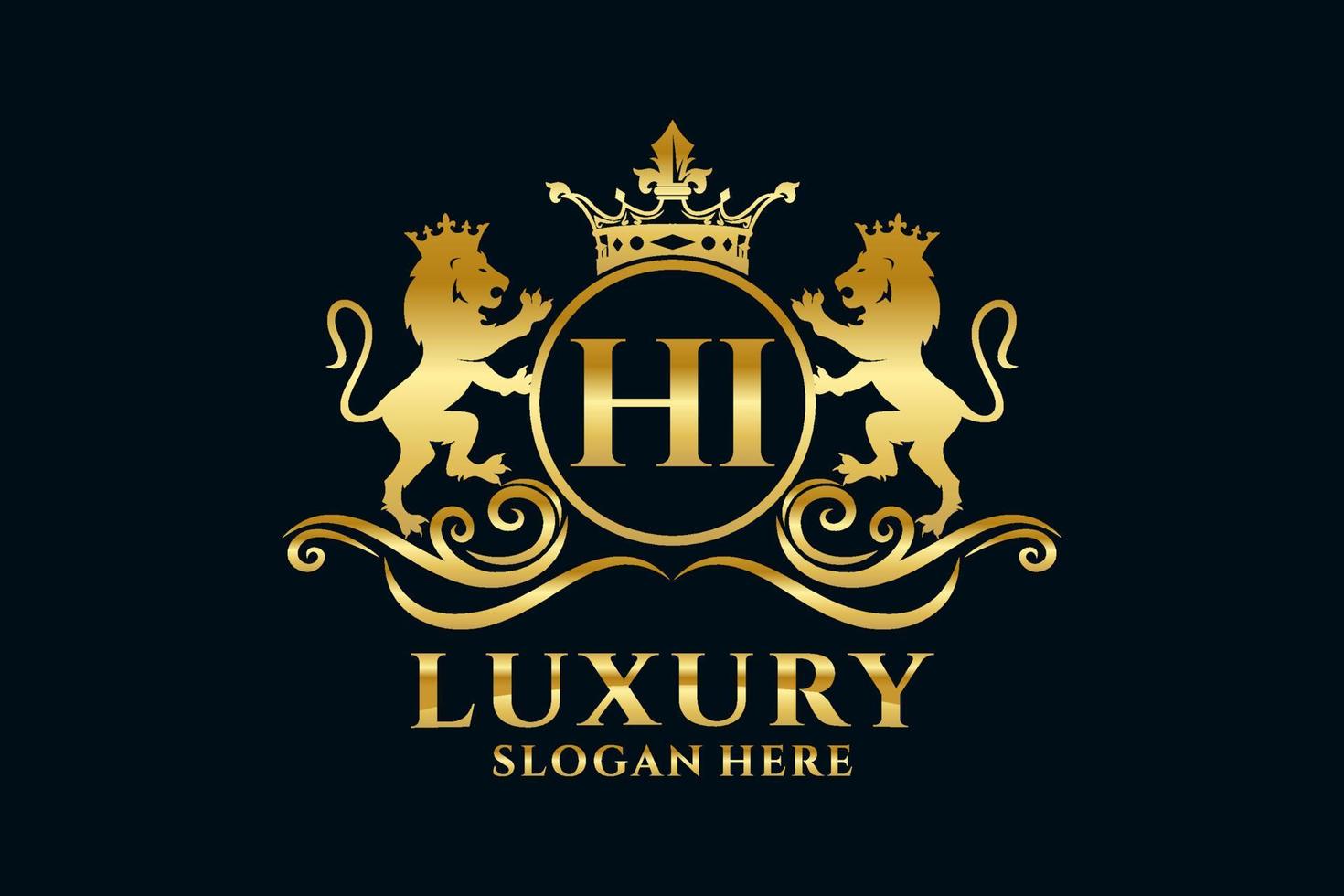 Initial Hi Letter Lion Royal Luxury Logo Vorlage in Vektorgrafiken für luxuriöse Branding-Projekte und andere Vektorillustrationen. vektor