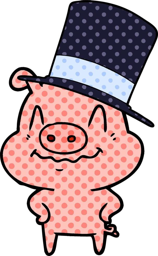 nervöses Cartoon-reiches Schwein vektor