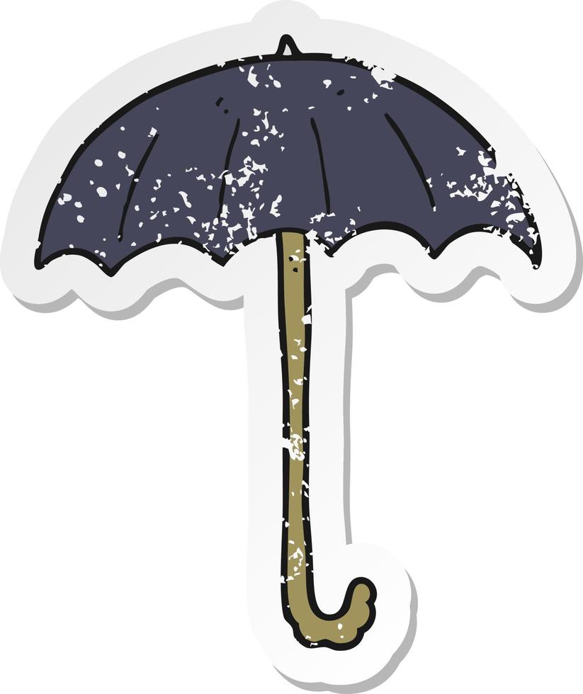 retro bedrövad klistermärke av en tecknad serie paraply vektor
