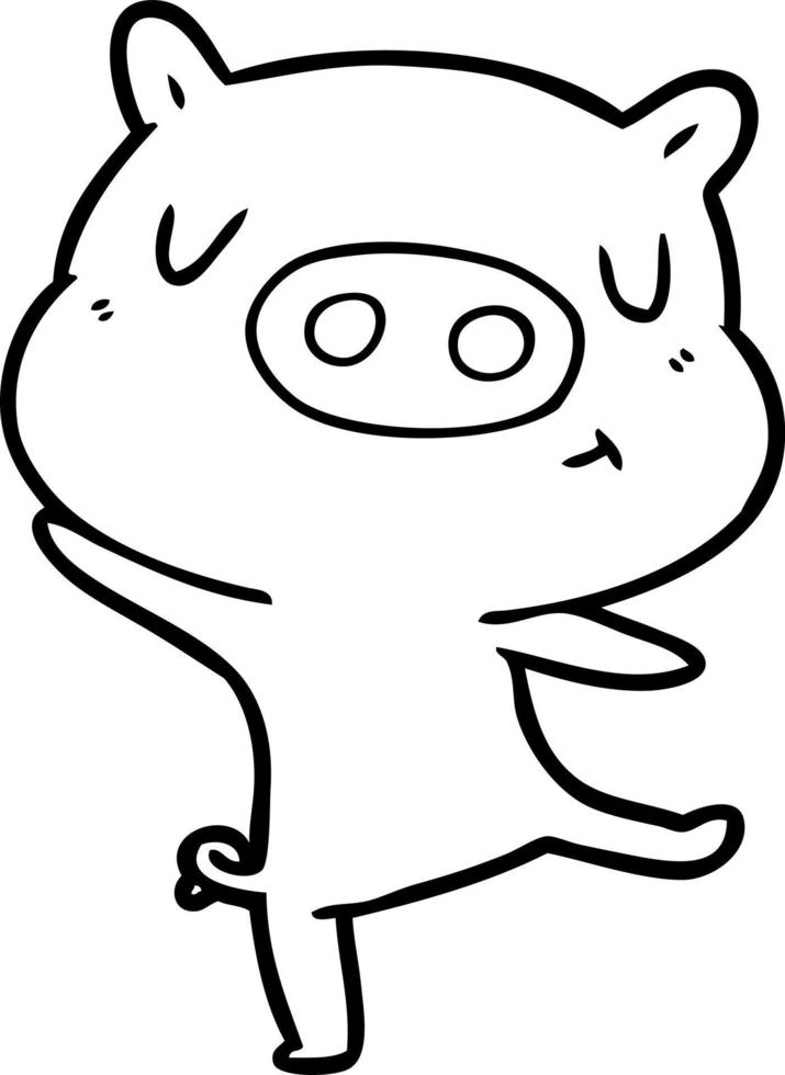 Cartoon-Schwein tanzt vektor