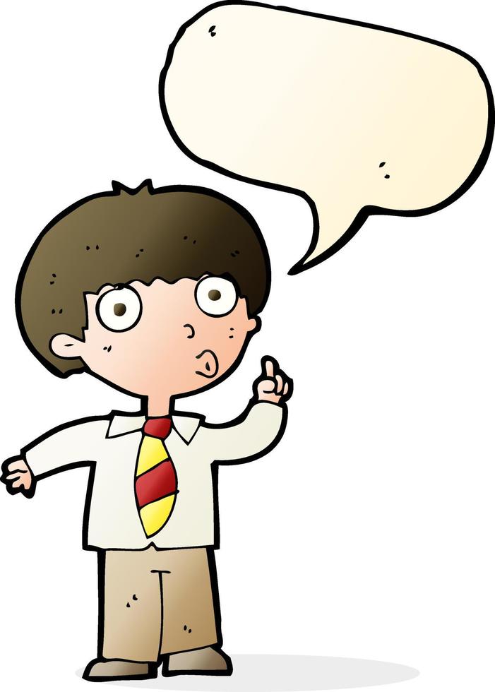 tecknad serie skola pojke med fråga med Tal bubbla vektor