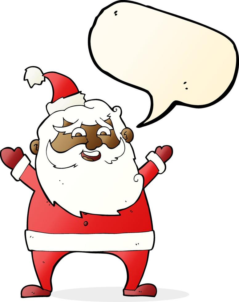 lustiger weihnachtsmann-cartoon mit sprechblase vektor