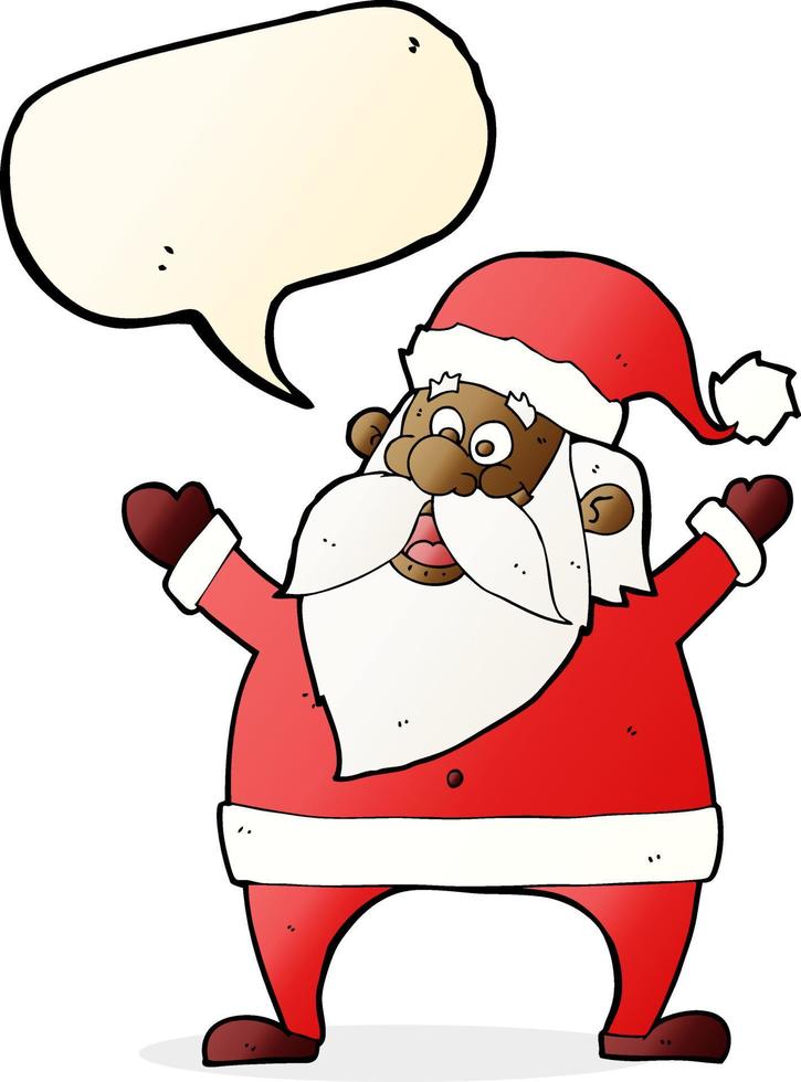 lustiger weihnachtsmann-cartoon mit sprechblase vektor