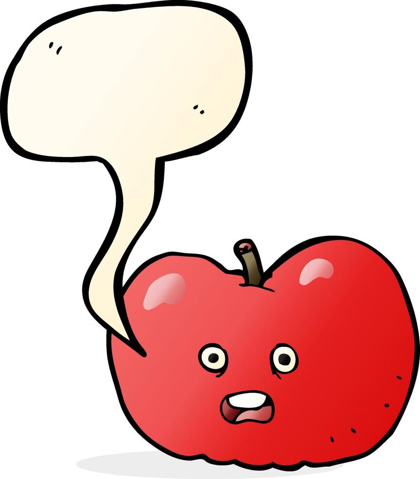 Cartoon-Apfel mit Sprechblase vektor