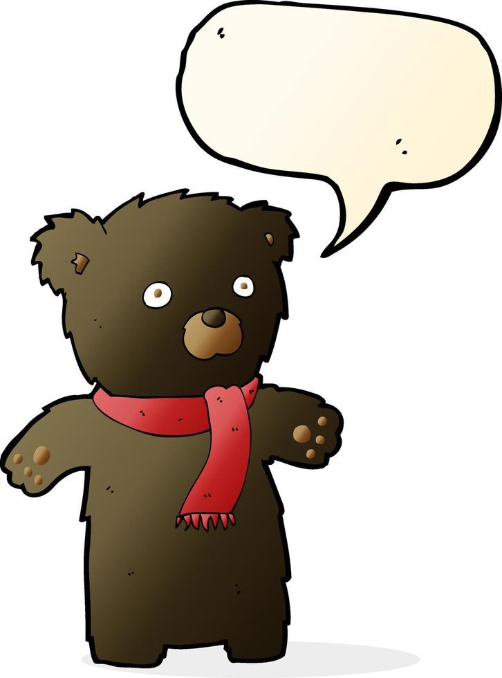 tecknad serie söt svart Björn med Tal bubbla vektor