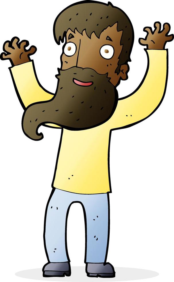 Cartoon aufgeregter Mann mit Bart vektor