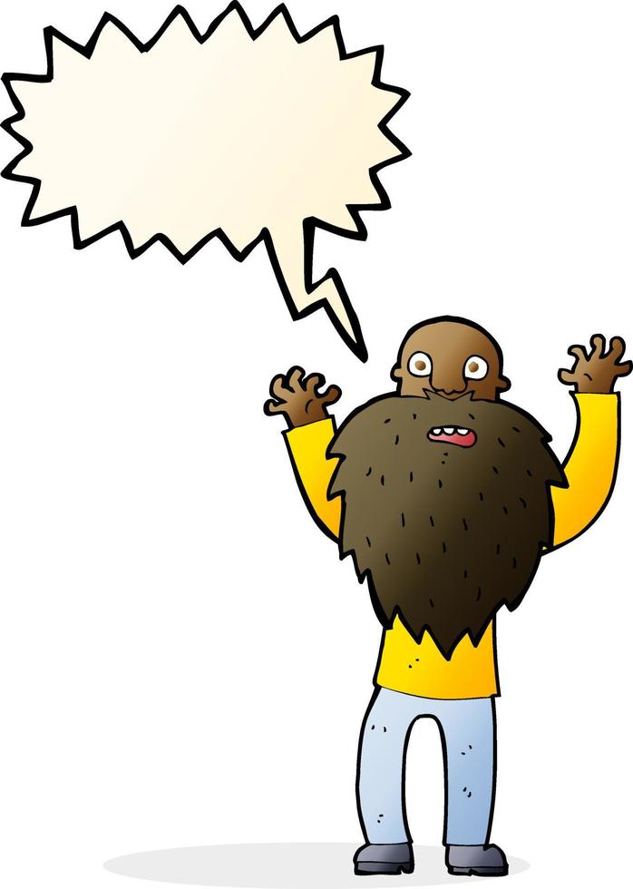 tecknad serie skrämd gammal man med skägg med Tal bubbla vektor