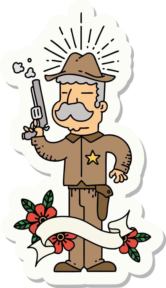 Aufkleber des Wildwest-Sheriffs im Tattoo-Stil vektor