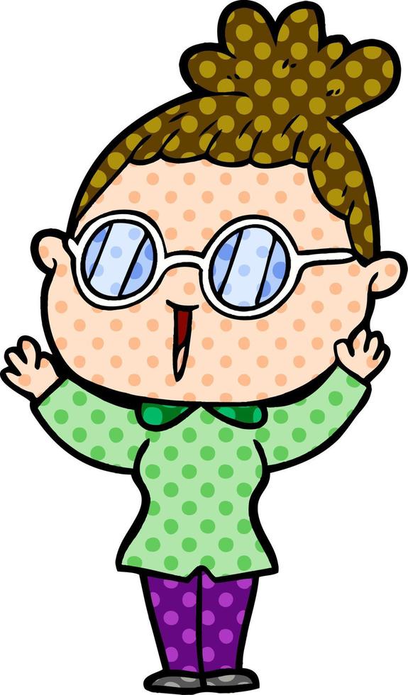 tecknad serie kvinna bär glasögon vektor