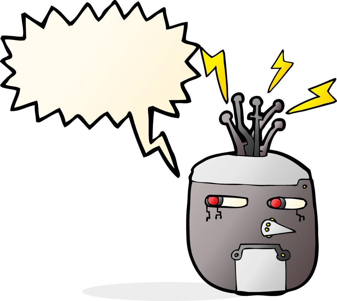 Cartoon-Roboterkopf mit Sprechblase vektor