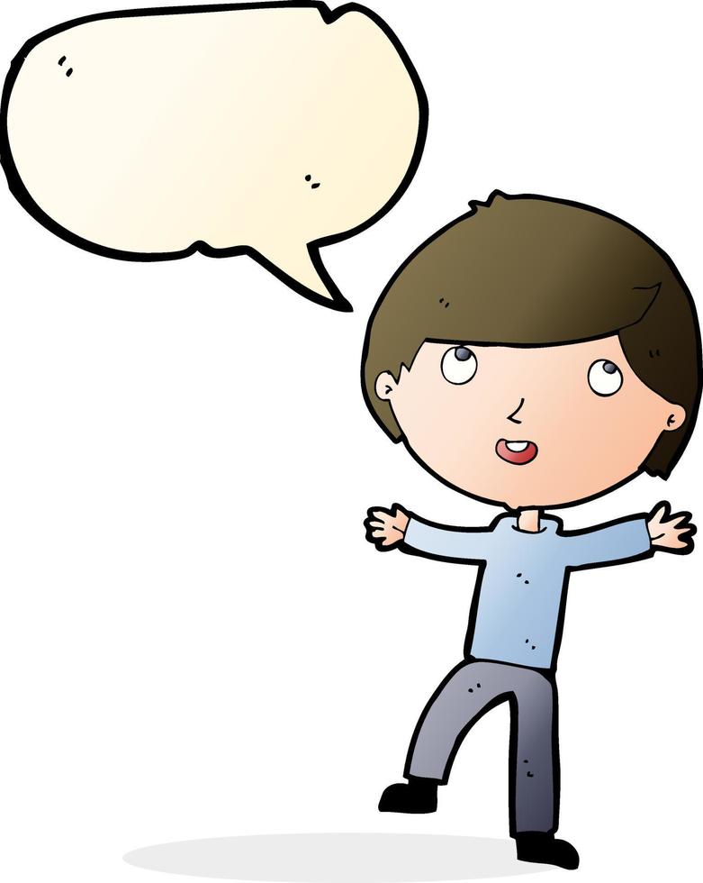 tecknad serie Lycklig pojke med Tal bubbla vektor