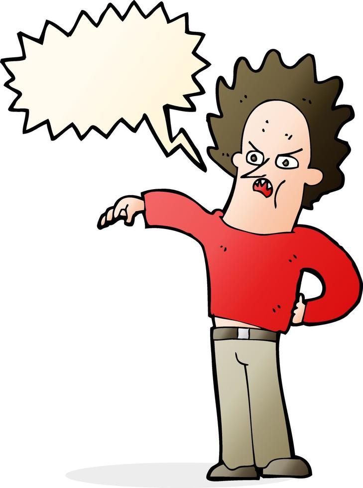 Cartoon böser Junge mit Sprechblase vektor