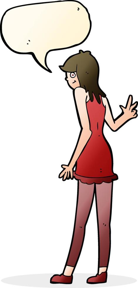 Cartoon-Frau winkt mit Sprechblase vektor