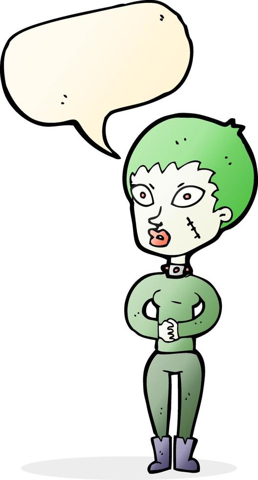 tecknad serie zombie flicka med Tal bubbla vektor