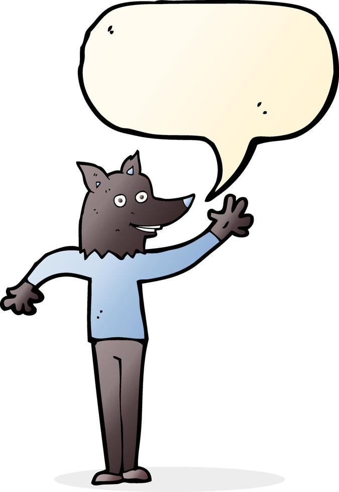 Cartoon winkender Wolfsmann mit Sprechblase vektor