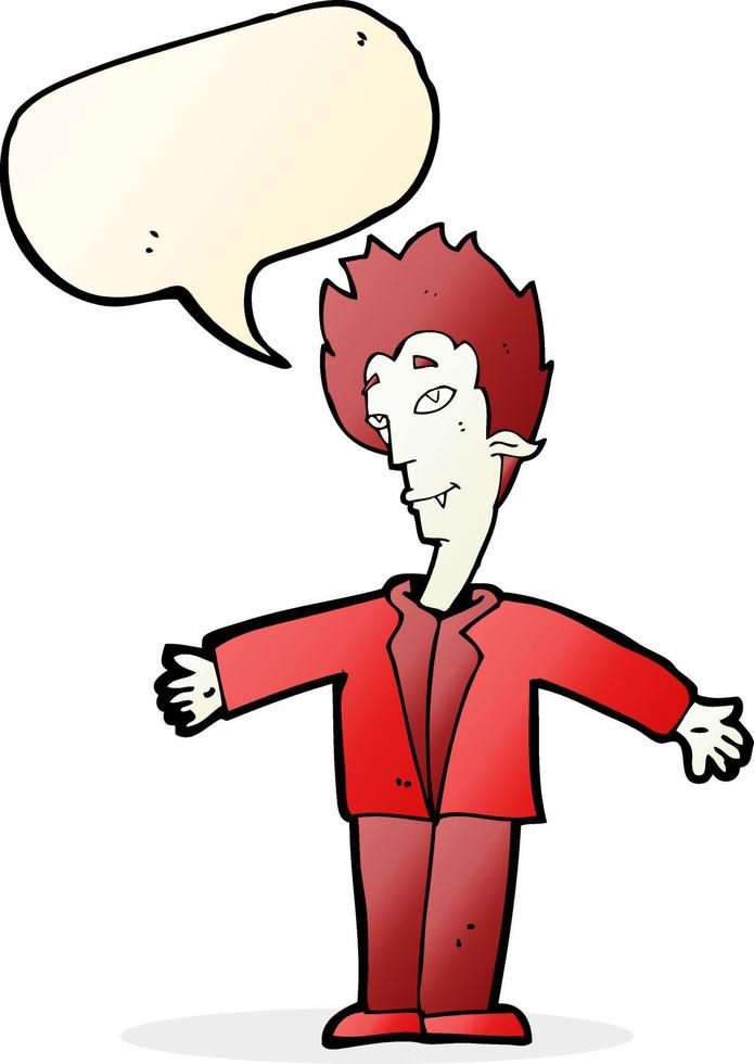 Cartoon glücklicher Vampir mit Sprechblase vektor