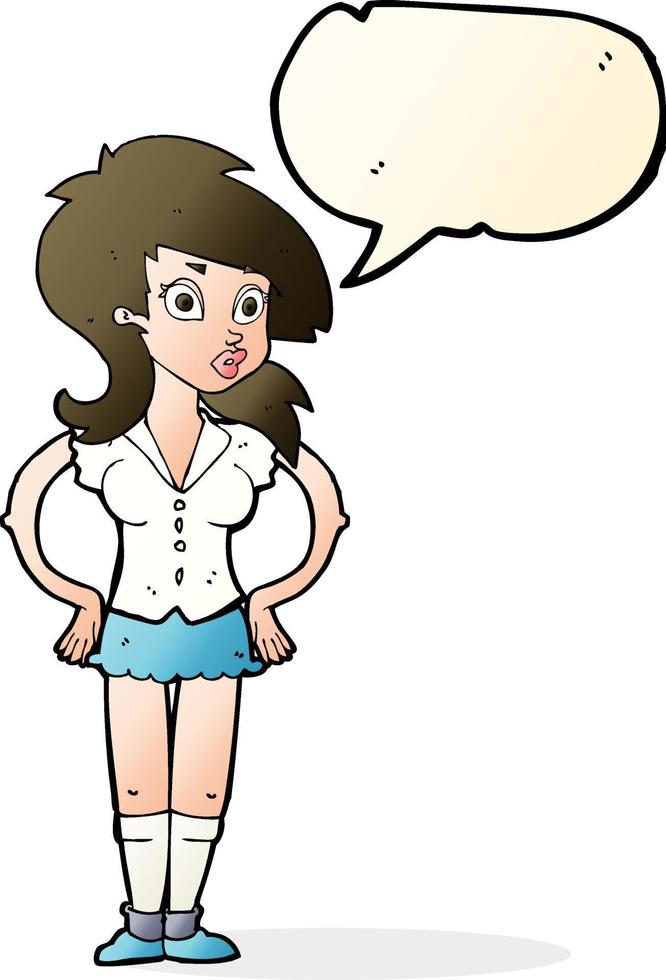 Cartoon hübsche Frau mit Sprechblase vektor