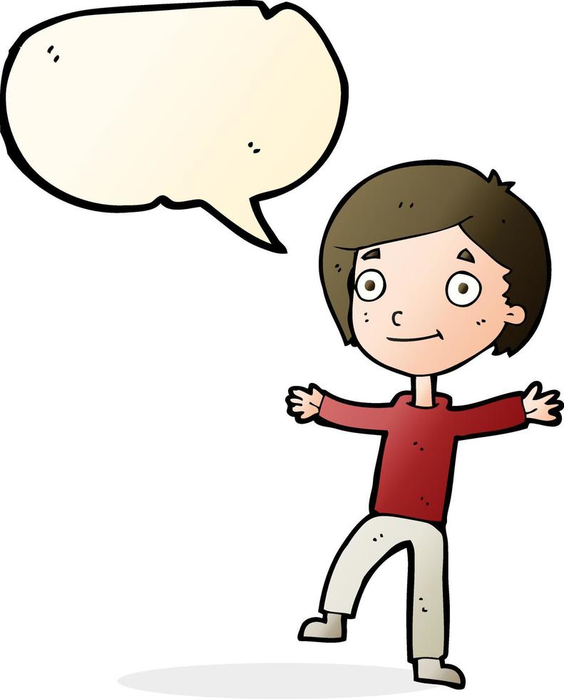 Cartoon aufgeregter Junge mit Sprechblase vektor