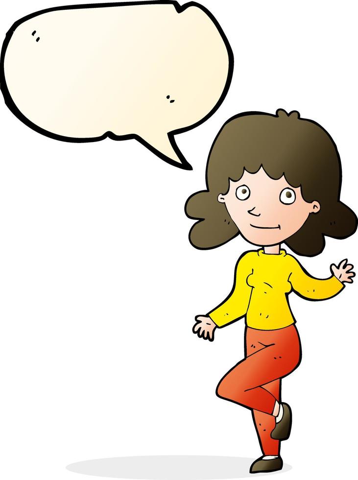 Cartoon freundliche Frau winkt mit Sprechblase vektor