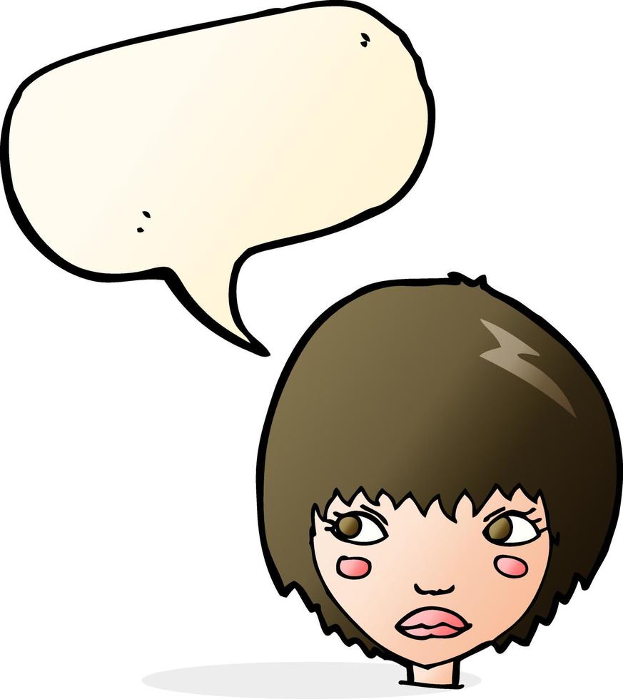 tecknad serie olycklig flicka med Tal bubbla vektor