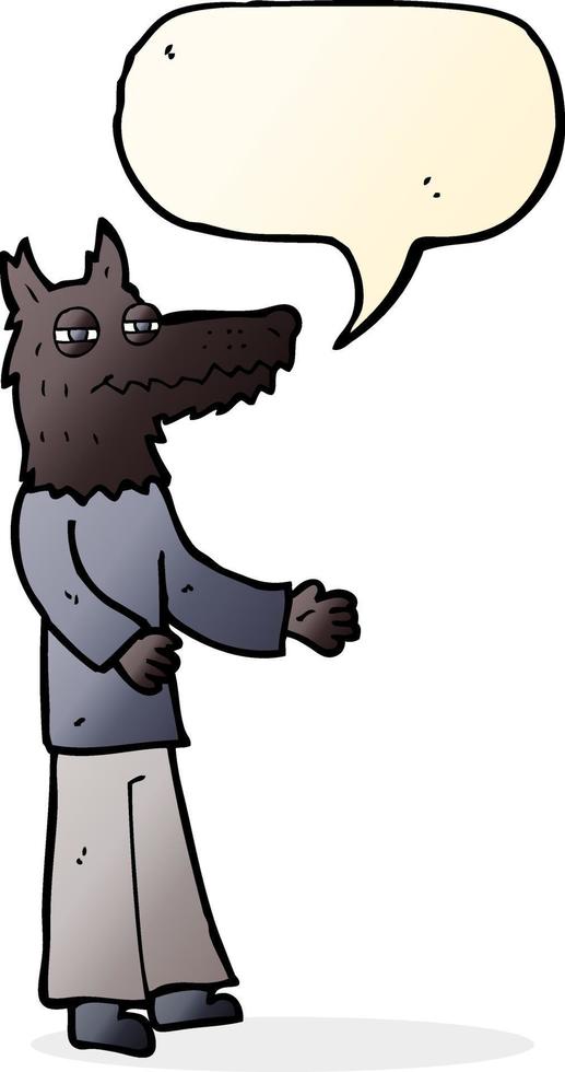 Cartoon-Wolf-Mann mit Sprechblase vektor