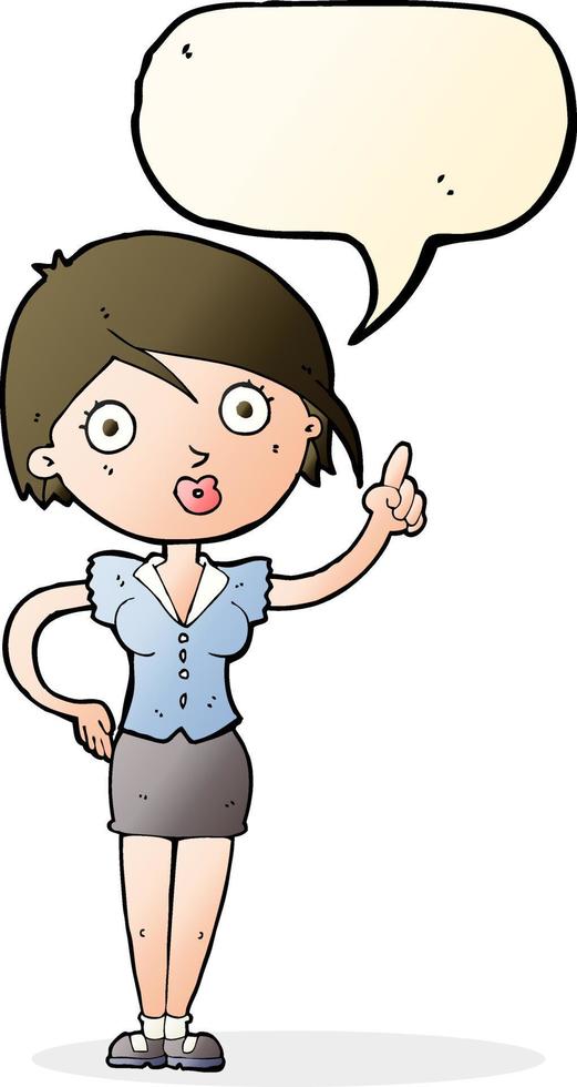 Cartoon hübsche Frau mit Idee mit Sprechblase vektor