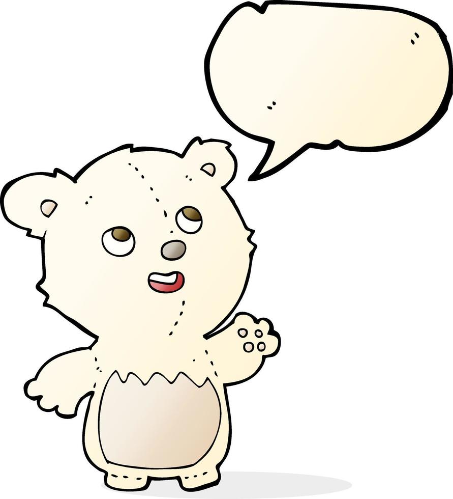 tecknad serie Lycklig liten teddy polär Björn med Tal bubbla vektor